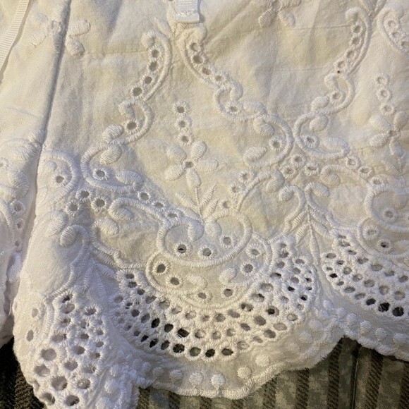 Juniors White lace shorts, ribbon lace up back, patriotic wear, 4th of July, S - Picture 6 of 8